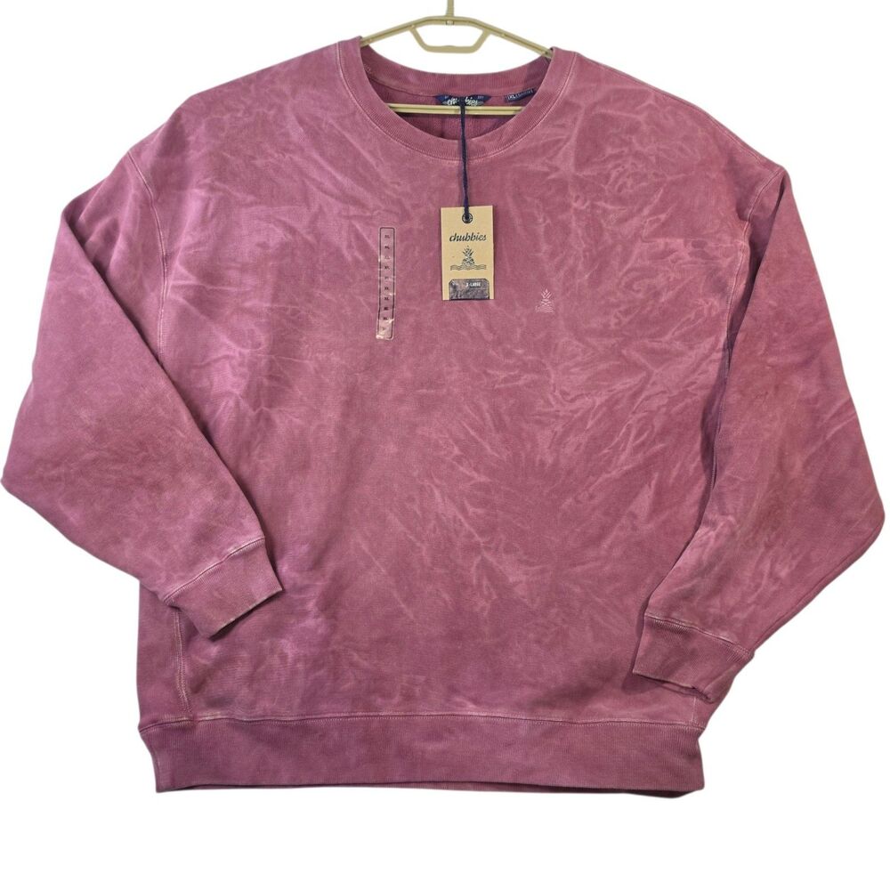 Chubbies The Cozy Rosy Crewneck Sweatshirt Mens Size XL Burgundy Pebble Wash NWT